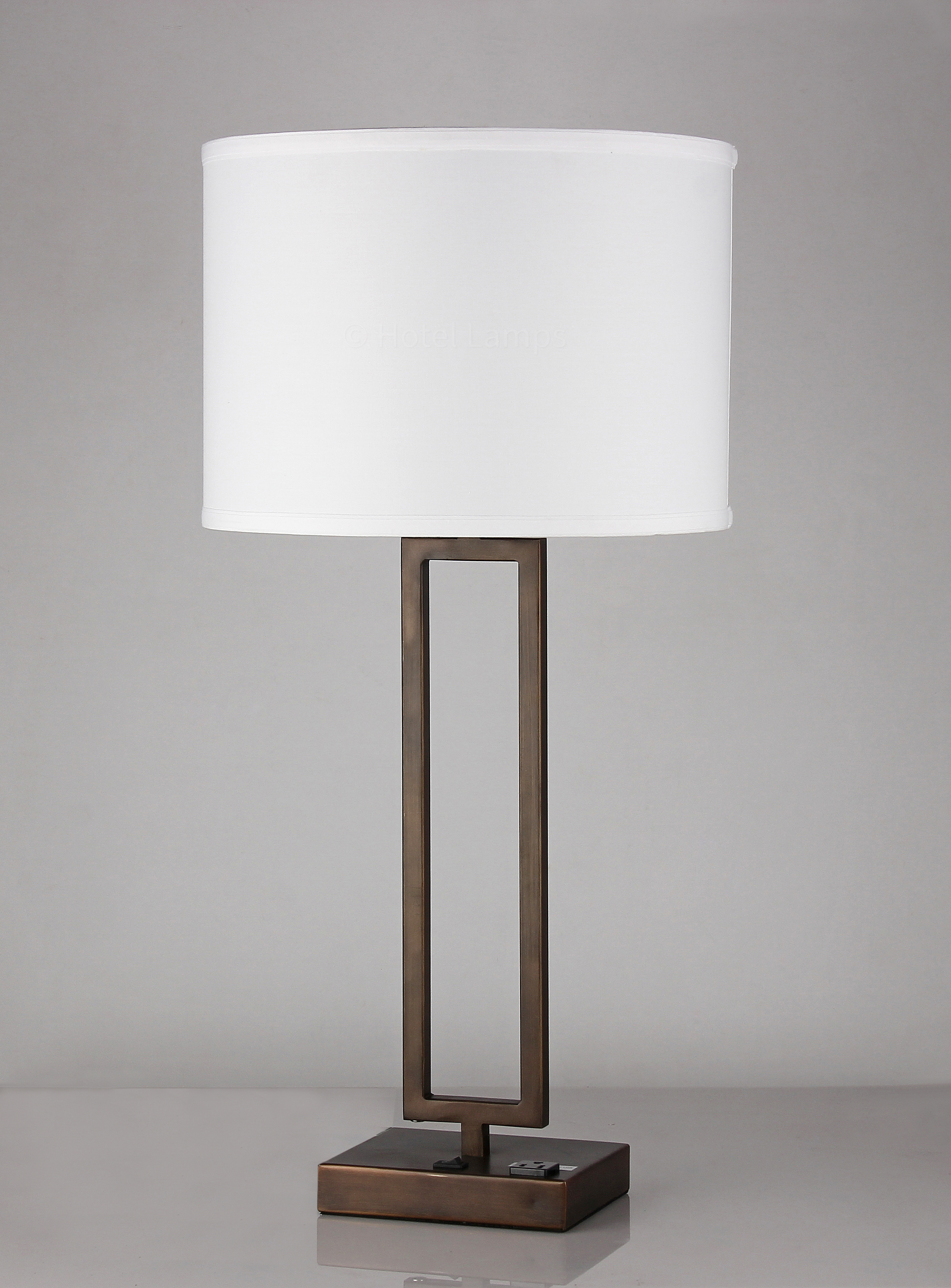 End Table Lamp Pure White Linen